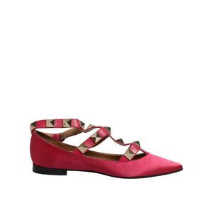 Prosperine Red Gold Studded Pointed Toe Ballet Flats Women's Shoes